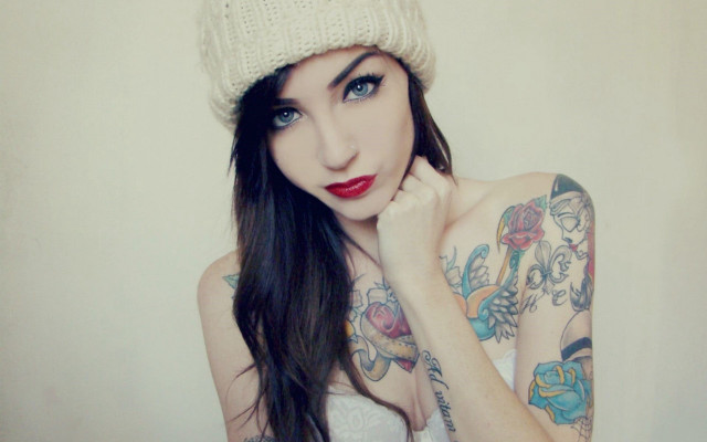 Aramenta tattoo beanie blue rose free wallpaper - medium preview image