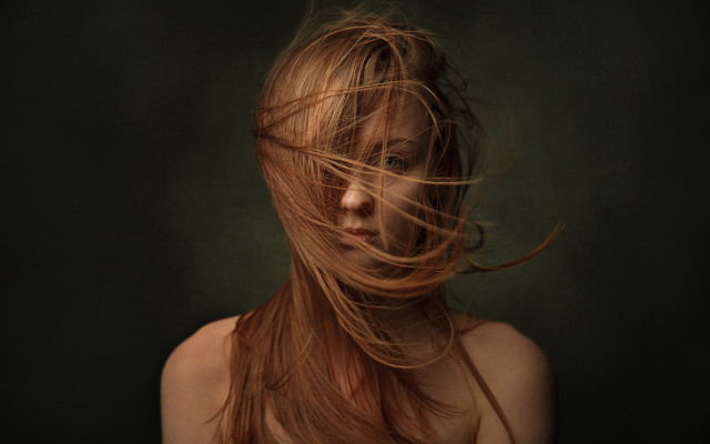 Woman longhair blowing wind portrait #2 free wallpaper - medium preview image