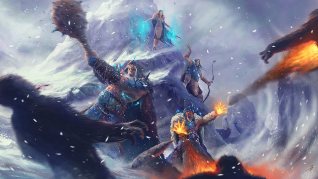 Fire mountain battle embers demons free wallpaper - medium preview image
