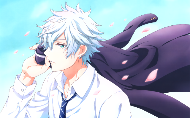 Whitehair man cellphone blackcat bluesky free wallpaper - medium preview image