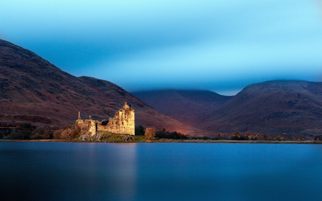 Castle island lake mountains sky free wallpaper - medium preview image