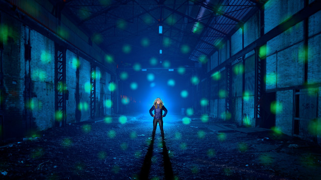 Holographic alleyway blonde girl night free wallpaper - medium preview image