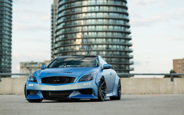 Blue car cityscape building motor free wallpaper - medium preview image