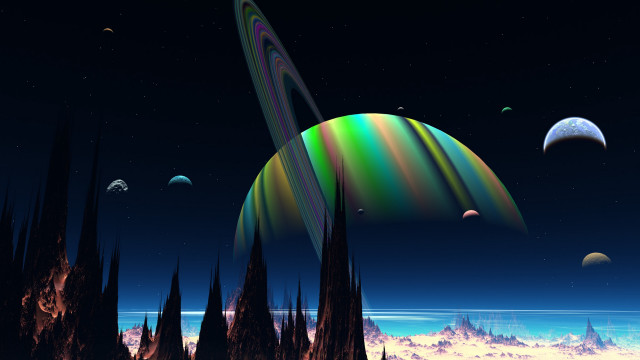 Planet ring saturn star foreground free wallpaper - medium preview image