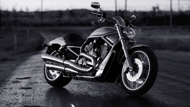 Motorcycle rain road fence field free wallpaper - medium preview image
