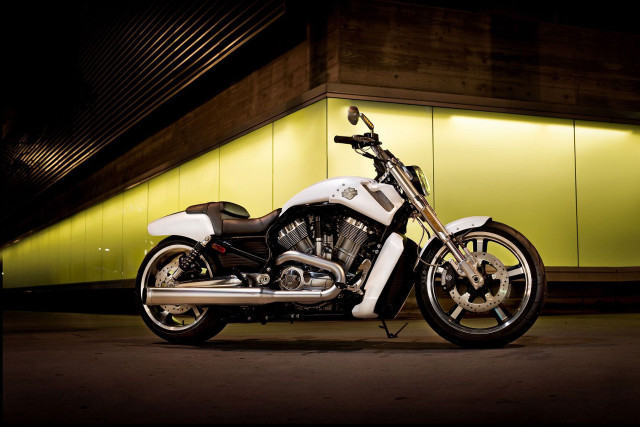 White motorcycle night building neon free wallpaper - medium preview image