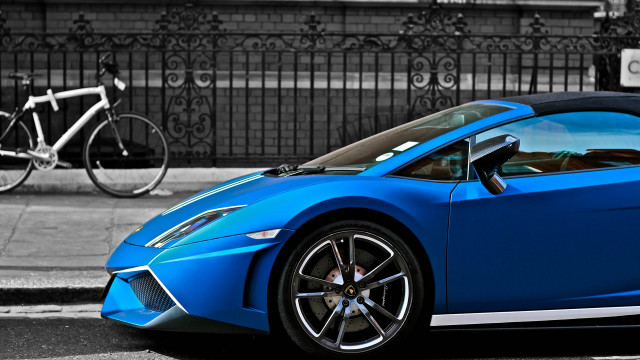 Blue sports car bike rack free wallpaper - medium preview image