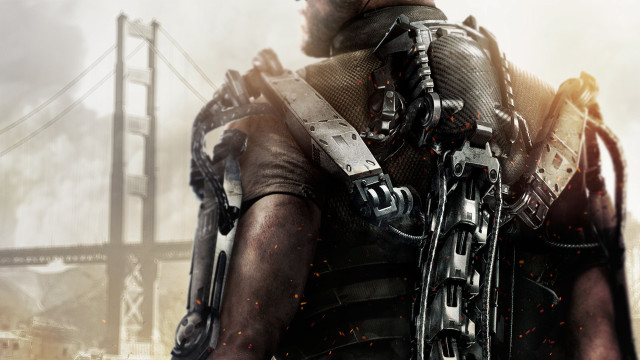 Futuristic man bridge weapon chain free wallpaper for desktop - medium preview image