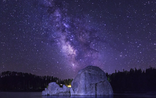 Night sky stars large rock free wallpaper - medium preview image