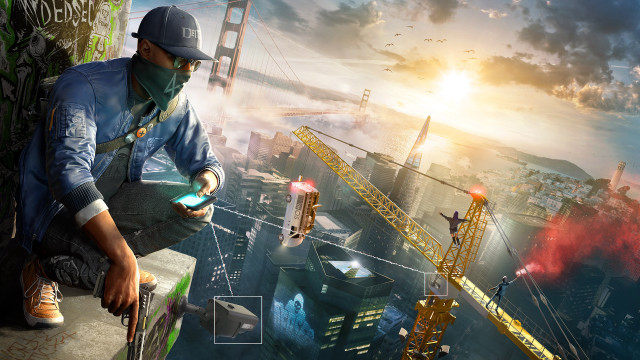 Man mask ledge cityscape fantastic free wallpaper - medium preview image