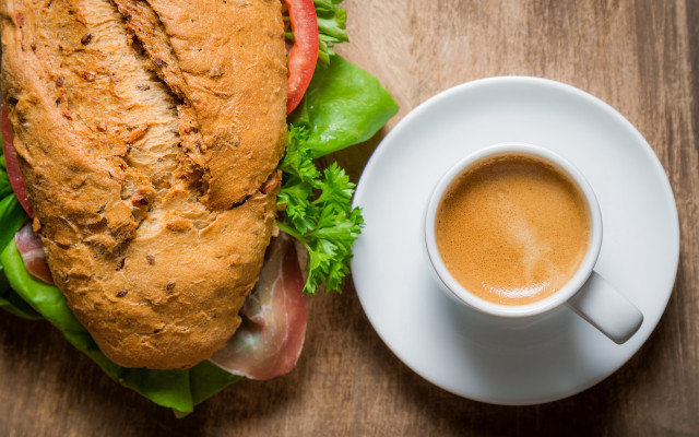 Sandwich coffee wooden table white free wallpaper - medium preview image