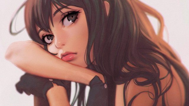 Gothic anime woman long hair free wallpaper - medium preview image
