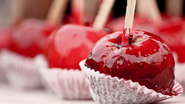 Red apple stick background shallow free wallpaper - medium preview image