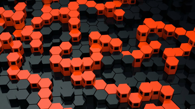 Orange cubes black surface redshift free wallpaper - medium preview image
