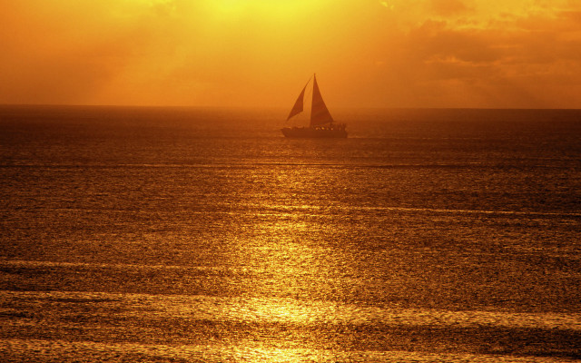 Sailboat ocean sunset impressionist photography free wallpaper - medium preview image