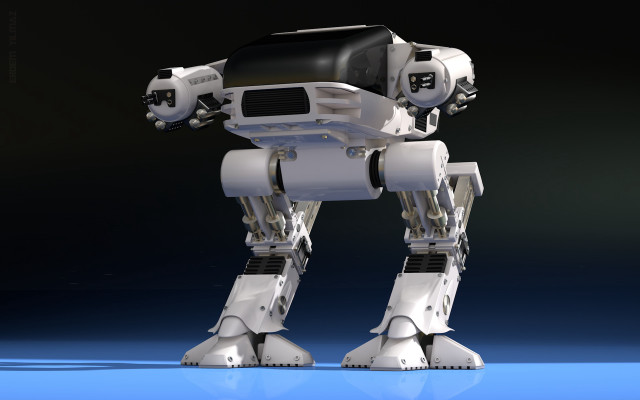 Robot blue surface black background free wallpaper - medium preview image