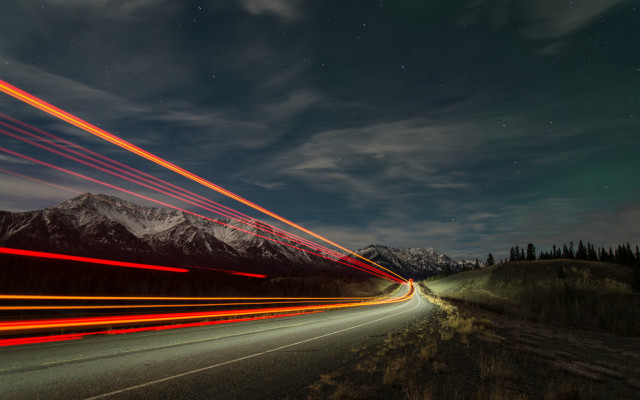 Long exposure mountains starry sky free wallpaper - medium preview image
