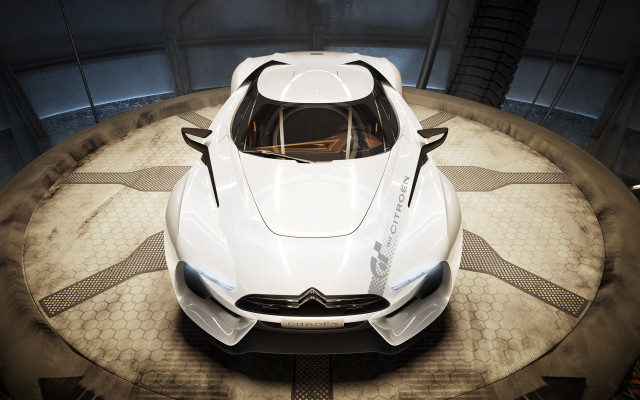White car garage circular floor #2 free wallpaper - medium preview image