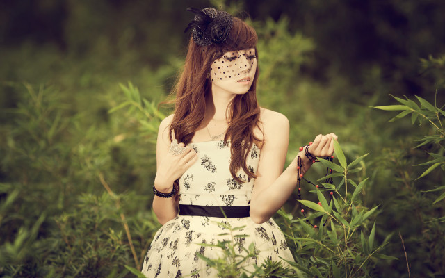 Woman mask flower bush jungle free wallpaper - medium preview image