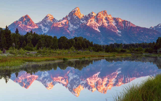 Mountain range reflection sunset pink #3 free wallpaper - medium preview image