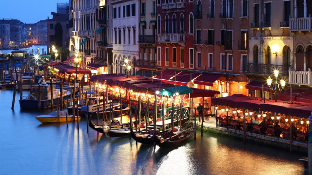 Boats docked city night lights free wallpaper - medium preview image