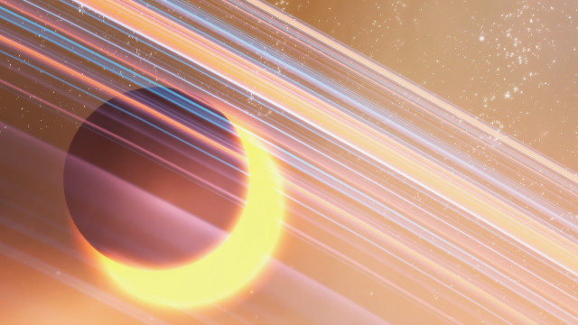 Saturn yellow ring starry night free wallpaper - medium preview image