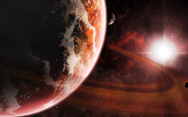 Space planet star redlight aurora free wallpaper - medium preview image