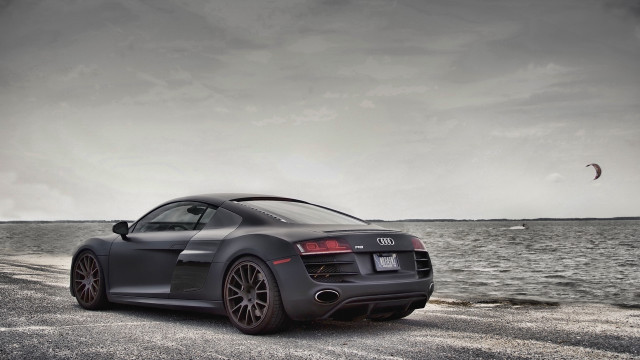 Black sports car water kite free wallpaper for desktop - medium preview image