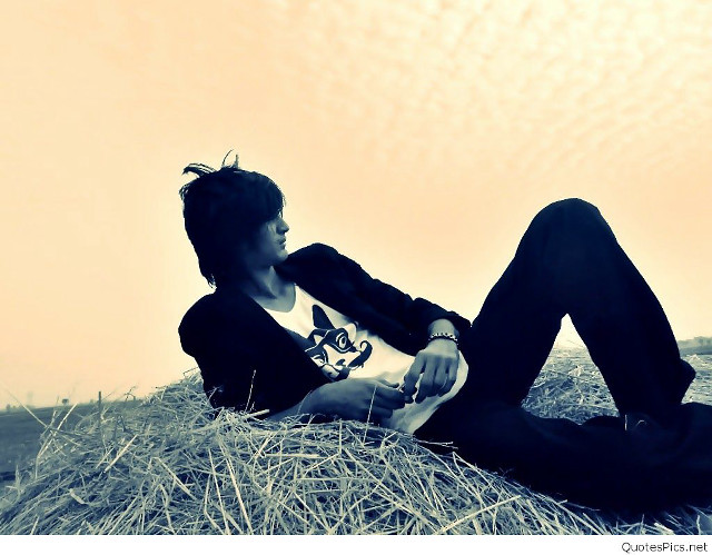 Man laying hay pile sky free wallpaper - medium preview image