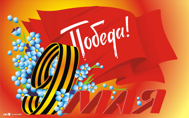 Red banner blue flowers yellow free wallpaper - medium preview image
