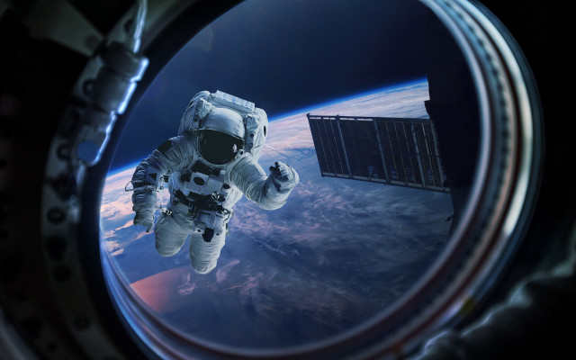 Space man earth satellite matte free wallpaper - medium preview image