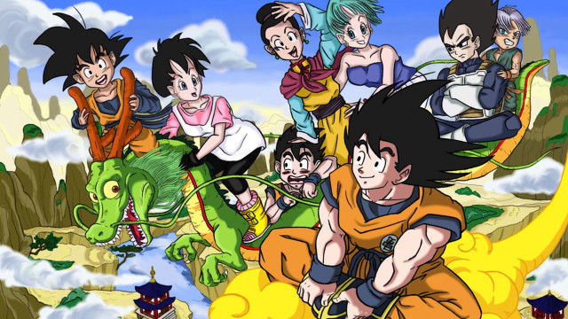 Cartoon characters dragon ride clouds free wallpaper - medium preview image