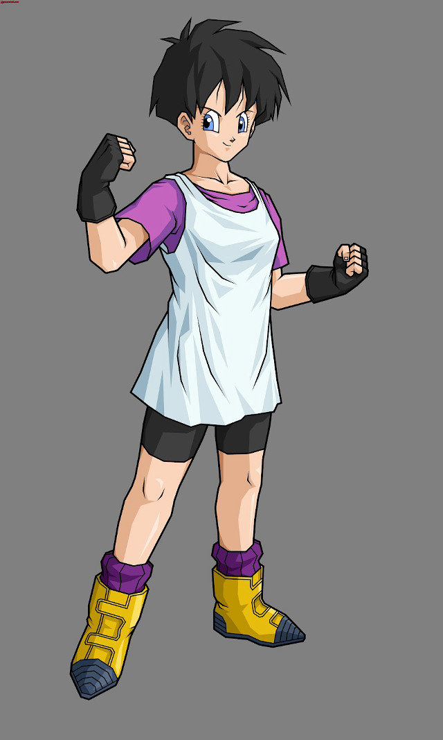 Cartoon girl blackhair blueshirt purple free wallpaper - medium preview image