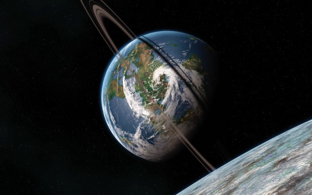 Planet ring star background matte free wallpaper - medium preview image