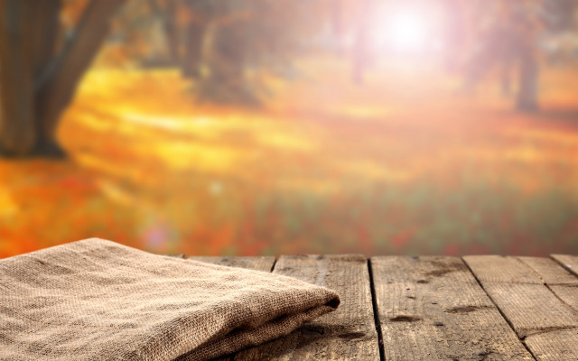 Cloth wooden table autumn sunset free wallpaper - medium preview image
