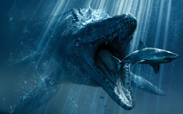 Large shark underwater light astronaut free wallpaper - medium preview image