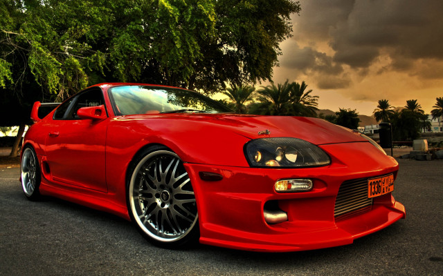 Red sports car cloudy sky #8 free wallpaper - medium preview image