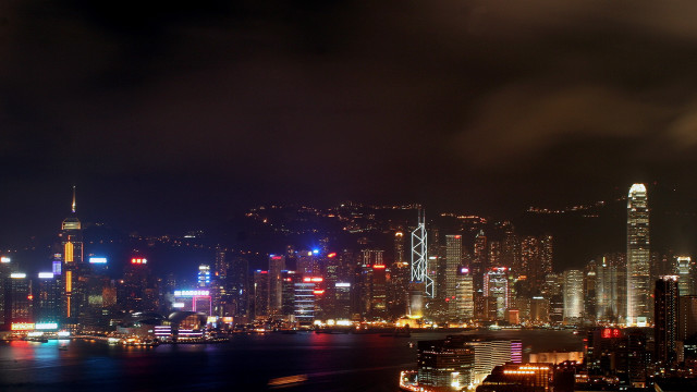 City skyline night lights ferriswheel free wallpaper for desktop - medium preview image
