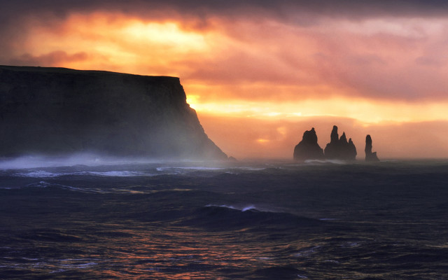 Ocean rocks sunset cloudy sky free wallpaper - medium preview image