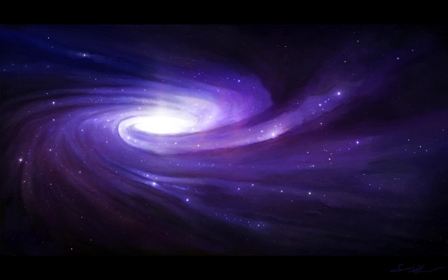 Space galaxy stars aurora moon free wallpaper - medium preview image