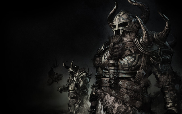 Horned man armor fantasy sword free wallpaper - medium preview image