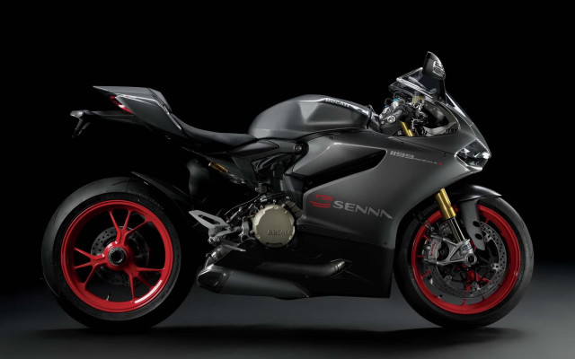 Black motorcycle red rims photorealism #2 free wallpaper - medium preview image