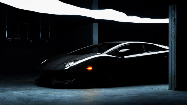 Black sports car dark room #28 free wallpaper - medium preview image