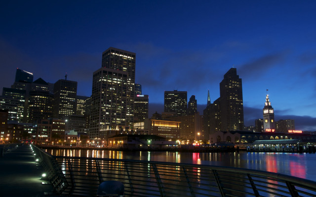 City skyline night bridge river #39 free wallpaper - medium preview image