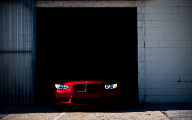 Red car garage lights open free wallpaper - medium preview image