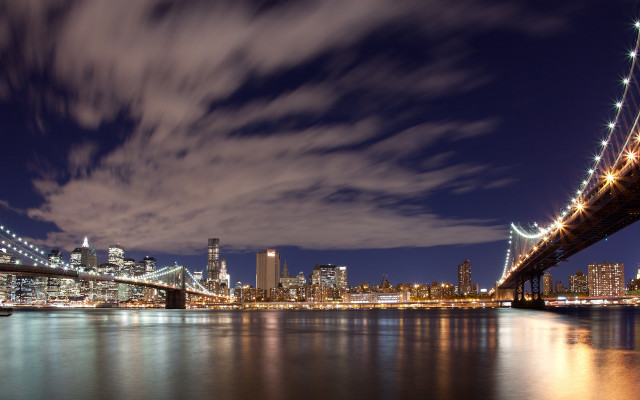Bridge city night starry sky free wallpaper - medium preview image