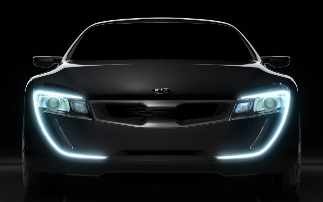 Car bright headlight dark background free wallpaper - medium preview image