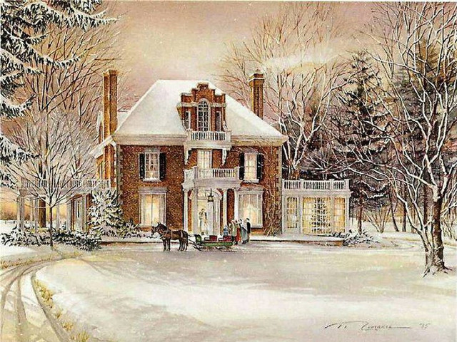 House snow horse carriage trees free wallpaper - medium preview image