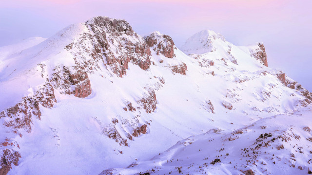 Mountain snowy pink sky clouds free wallpaper - medium preview image