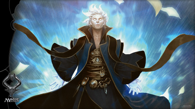 White hair blue coat magic free wallpaper - medium preview image